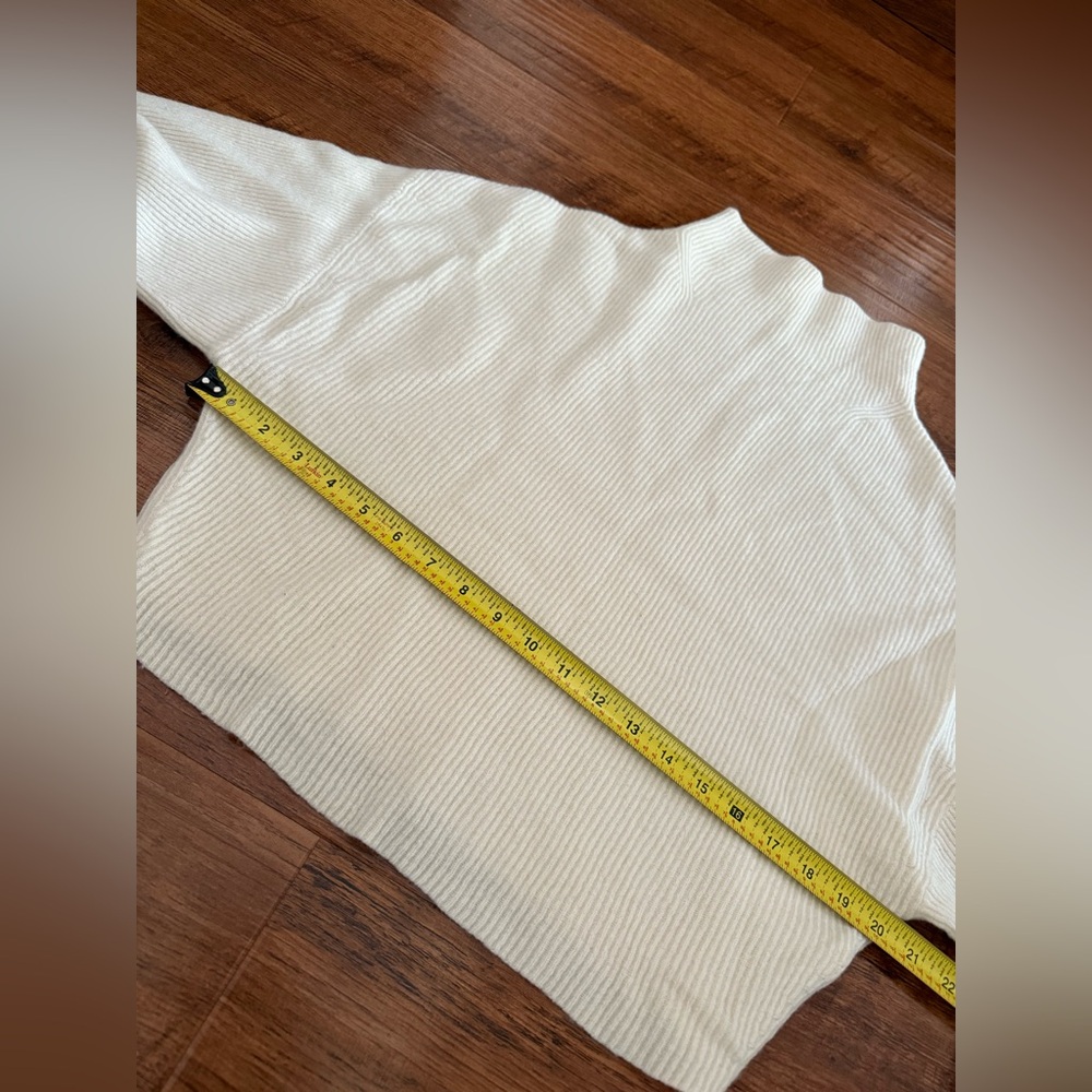 Anthropologie Pilcro Ribbed Mock Neck Crop Cream 100% Cashmere Sweater-1X - Picture 6 of 11